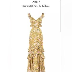 Amur - Magnolia Silk Cut-Out Floral Gown